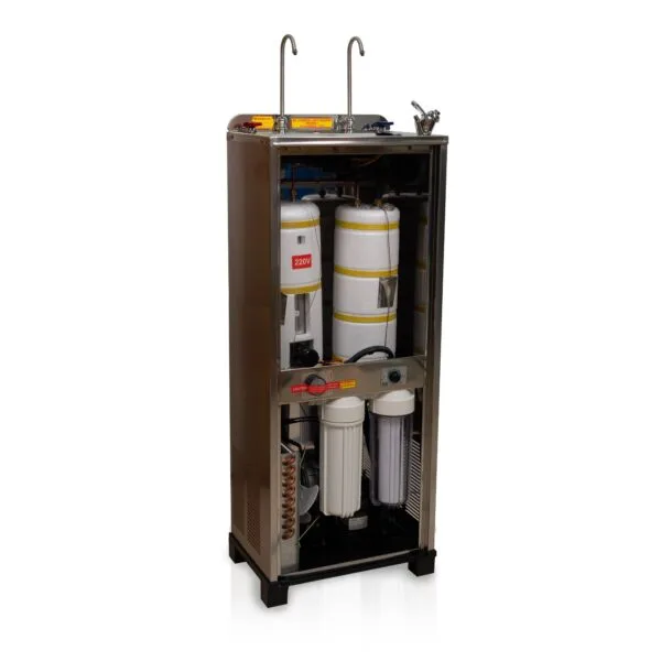 AK500-2F hot cold water cooler stainless steel opened up side