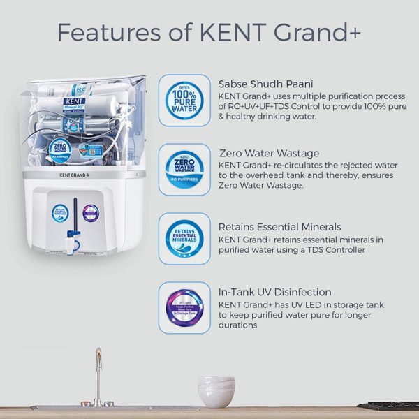 Kent Grand Plus Reverse Osmosis+UV+UF Wall Mounted Water Purifier - Image 4