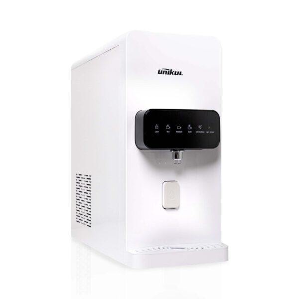 AK832-3T hot cold normal 3 temp UV water purifier counter tabletop (side)